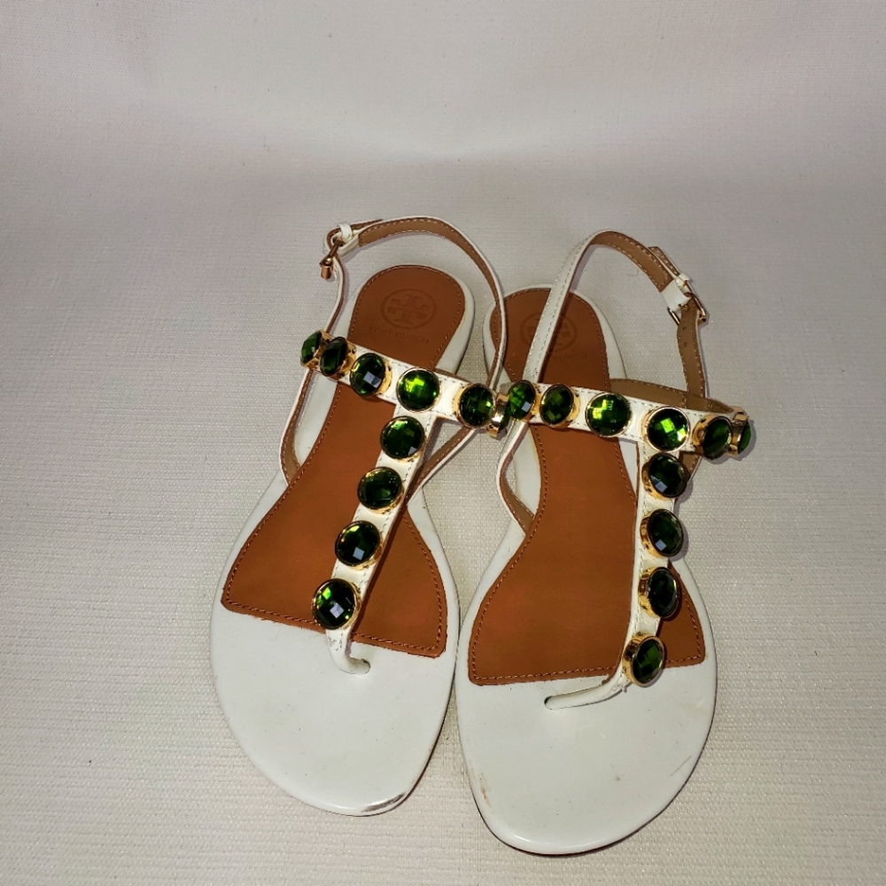 Tory Burch Emerald Embellished Sandals